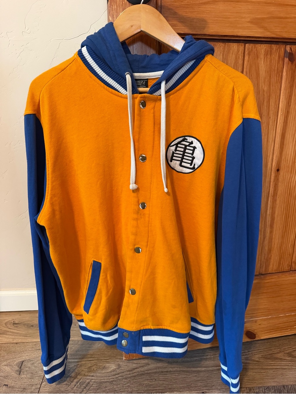 Official Dragon Ball Z Goku Turtle School Varsity Jacket Hoodie Orange blue